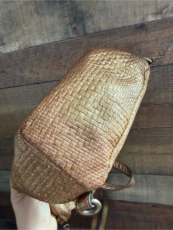 Patricia Nash Luzille Metallic Gold Convertible Textured Leather Backpack Bag main image 9